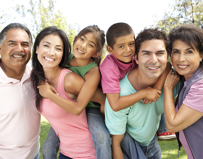 big family photo with grandparents